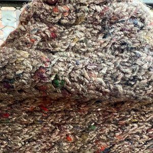 Polo Ralph Lauren Lambs Wool Blend Heavy Knit Multicolor Tan Scarf